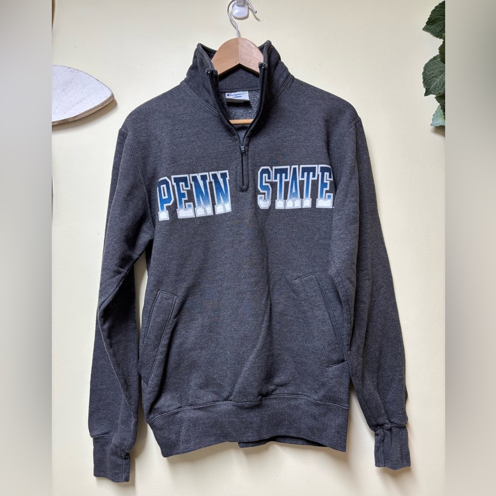 Penn State Men’s Champion Charcoal Grey Quarter Zip Sweatshirt - Small - Picture 5 of 12